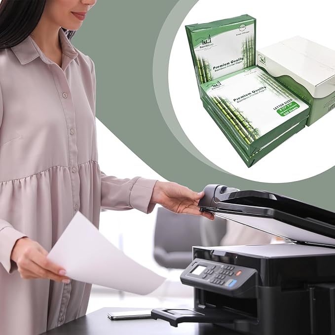 Bamboo Printer Paper - 8 1/2” x 11”- 20LB Multipurpose White Paper - Made from Bamboo Fiber, Renewable Resources, Zero Trees Used - 3 reams (1500 Sheets)