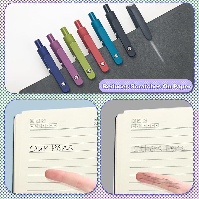 ELANE 6 Pcs Colorful Gel Pens,0.5mm Fine Point Quick Dry Black Ink Pen for Journaling Note Taking Writing, High-End Series Pens for Gifts for Doctor Nurse Teacher Students (Vintage-6pcs)