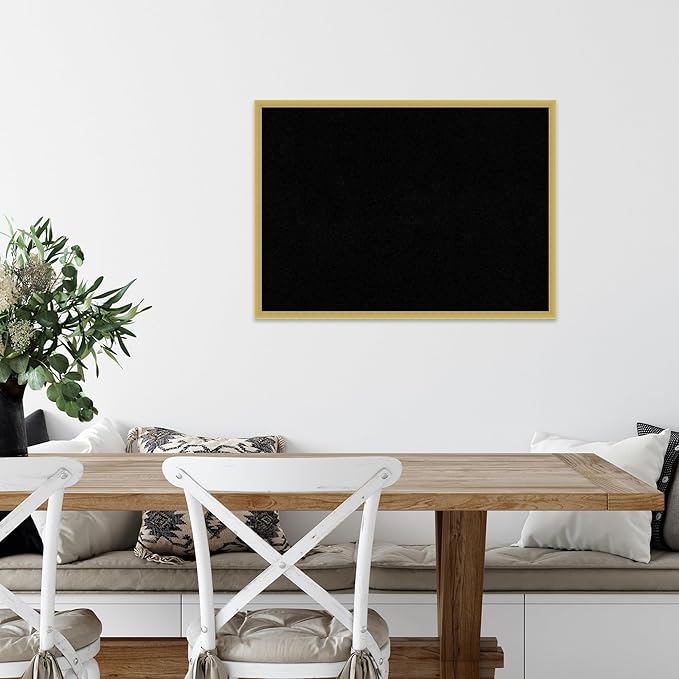 Amanti Art Black Cork Board for Wall, 21x29 Vision Board with Gold Wood Frame, Medium Corkboard Office Decor for Home Organization, Modern Contemporary Corkboard Pinboard to display items for home