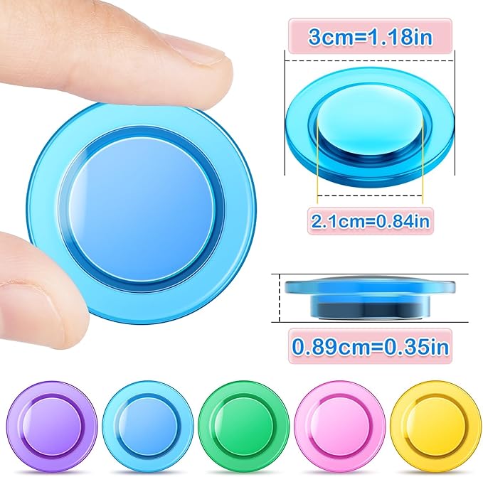 Grtard 100 Pcs Magnets for Whiteboard, Cute Fridge Magnets, Round Whiteboard Magnets Set, Dry Board Board Magnet, Strong Magnet for Fridge, Refrigerator, School, Office (Colorful, 3cm/1.18 inch)