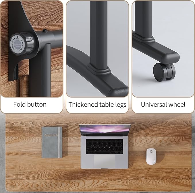 Folding Conference Table, Modern Conference Room Tables with Flip-Top Design, Foldable Conference Table Meeting Table with Wheels, Mobile Seminar Training Tables for Office Classroom (4, Walnut 2)