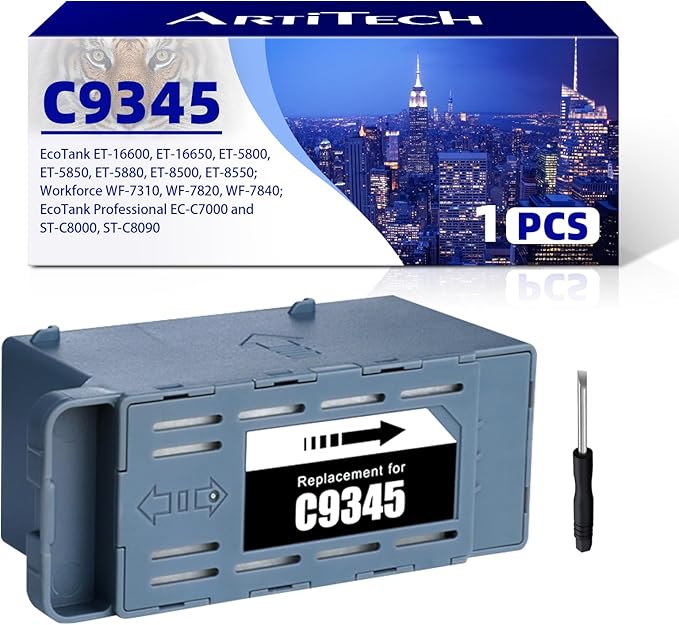 C9345 Ink Maintenance Box Replacement for WF-7840 ET-8550 ET-5850 ET-5880 ET-8500 WF-7820 WF-7310 ET-5800 EC-C7000 ST-C8000 ST-C8090 ET-16650 ET-16600 (C12C934591/PXMB9/C9345,1 Pack)