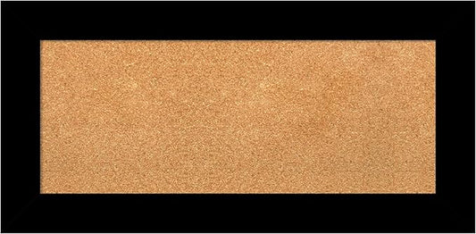 Amanti Art Natural Cork Board for Wall, 17x35 Vision Board with Black Wood Frame, Medium Corkboard Office Decor for Home Organization, Casual Corkboard Pinboard to Display Items for Home Organization