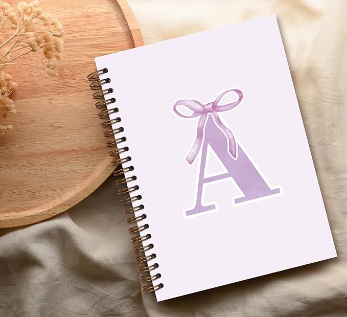 foedor Coquette Trendy Preppy Purple Bow Spiral Notebook,Initial A Journal Personalized Teen Girl Gifts,Monogrammed Gifts for Women Teen Girl,College Ruled Hardcover Spiral Notebook(purple)