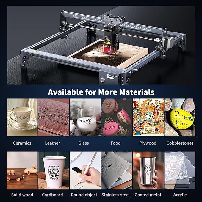 Creality Laser Engraver, 10W Output Power Laser Cutter, 0.06mm High Precision Laser Cutter and Engraver for Wood and Metal, Paper, Acrylic, Glass, Leather etc, 15.7"×16.3" Workspace