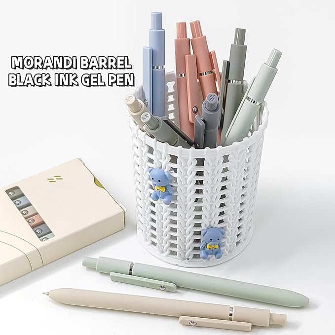 6 Pcs Gel Pens 0.5mm Quick Dry Black Ink Pens Fine Point Smooth Writing Pens, Cute Office and School Supplies Gifts for Women Teacher Students (6 Pcs Morandi Silver)