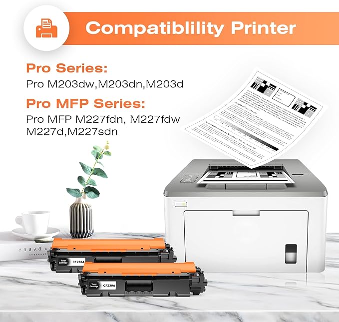 30A Toner Cartridge CF230A Replacement for HP 30A CF230A 30X CF230X Compatible with Pro MFP M227fdw M203dw M227fdn M203dn M227sdn M203d M227 M203 Series Printer