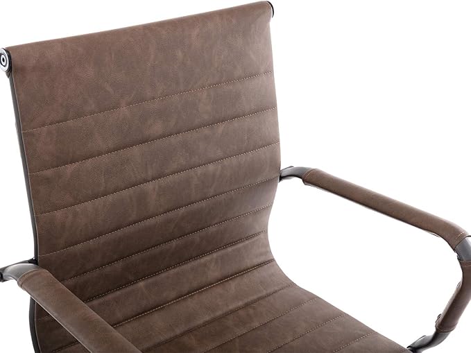 Heavy Duty Office Chair Reception Chairs Leather Conference Chairs Back Support Guest Chair, Set of 2 (Vintage Brown)