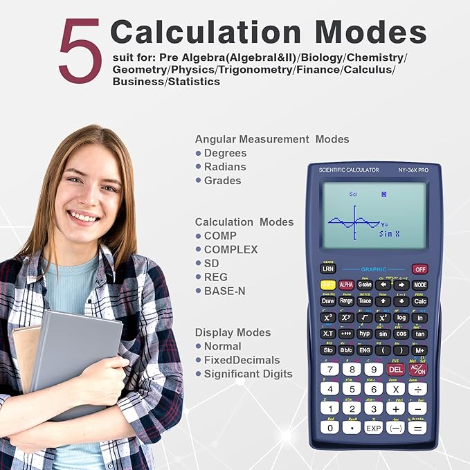 Graphing Scientific Calculators ROATEE 36X Pro Office Calculators for High School with 360 Functions Financial Calculator Desktop, 3-in 14 Digit Display Office Supplies for Student Teacher Engineer