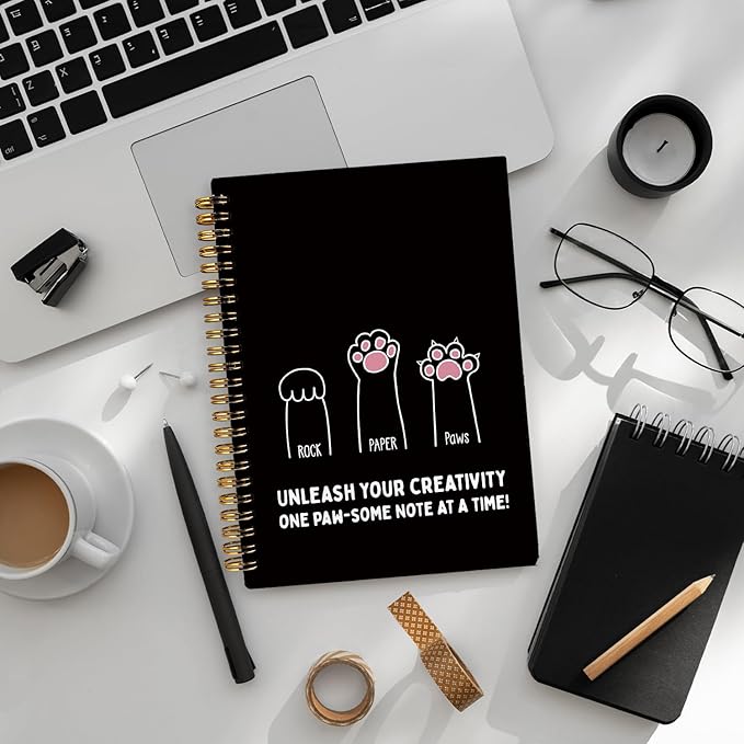 Funny Cat Paws Notebook, Cats Lover Gifts Notebooks for Note Taking, Cats Mom Lady Gifts for Women Journal, Cute Kitten Journals for Writing, Cat Office Supplies, 5.5x8.3 Inch