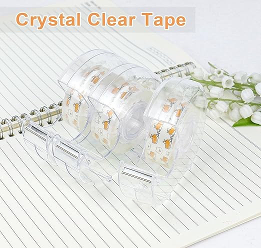 BOMEI PACK Office Transparent Tape with Dispenser, 16PACK Clear Refill Rolls Gift Wrap Tape Dispenser, 3/4in x 1000in