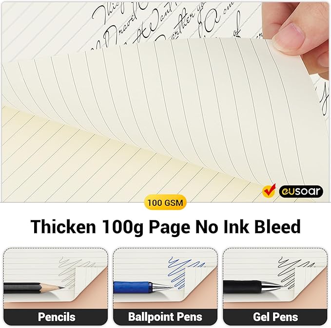 EUSOAR College Ruled Notebook, 1 Pack A4 8.3"x11.2" Hardcover Spiral Lined Journal Writing Pads, 240 Pages(120 Sheets) Professional Notebook for DIY Note Taking School Business Work Office Diary