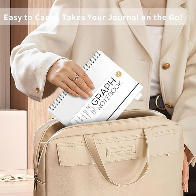 AHGXG Graph Paper Notebook - Spiral Notebook Journal 160 Pages, A5 Graph Notebook 5.7" x 8.3", 100 gsm Thick Grid Paper, Waterproof Plastic Cover, for School Writing Engineering Math, Transparent