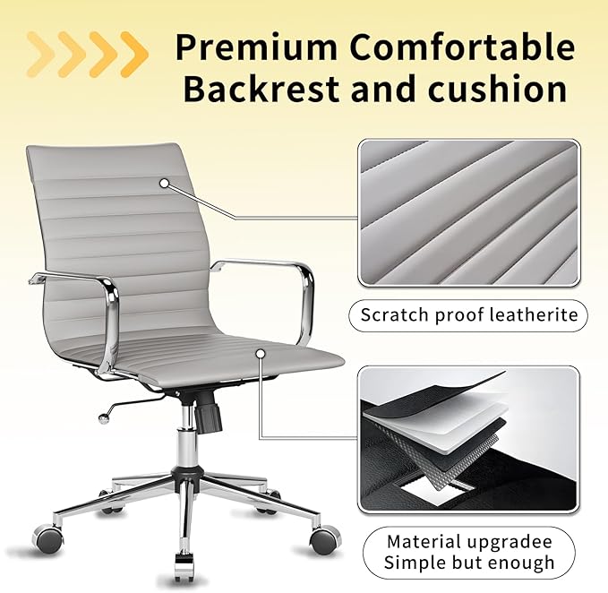 Chair, Desk Computer Chair ，with Armrests ，Ergonomic Office Chair for Home and Office, 17.32 x 22.83 x 35.43 inches, Multiple Colors (Grey)