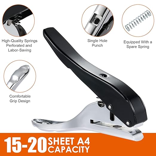 Hole Punch 4mm Single Hole Punch,Heavy Duty Hole Puncher Single,Paper Punch Portable Hand Held Long Hole Puncher for Paper Cards Plastic Cardboard