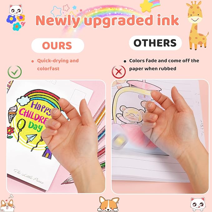 120 Color Gel Pens, 40% More Ink Fine Point Colored Pens, Neon Glitter Gel Pens for Adult Coloring Book, Drawing, Doodling, Scrapbook, Journaling, Sparkle Pen Gift for Kids