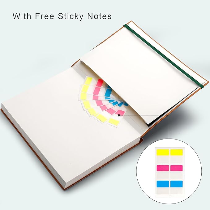 EMSHOI B5 College Ruled Notebook Journal- 400 Pages (200sheets), 7mm Spacing & Vegan Leather Cover for Work, School, Bible Study, Bullet Journaling- with Sticky Notes, Pocket & Pen Holder - Dark Green