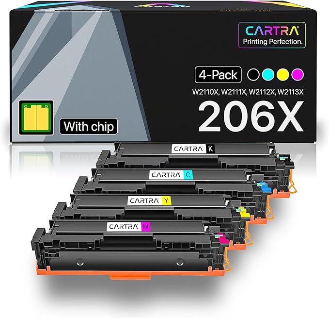 CATRA 206x High Yield Toner Cartridge Compatible with 206X Toner Cartridge Set, Works with Color Laser Jet Pro MFP M283fdw M283fdn M283cdw, M255dw, M255nw, M282nw 4Pack W2110X