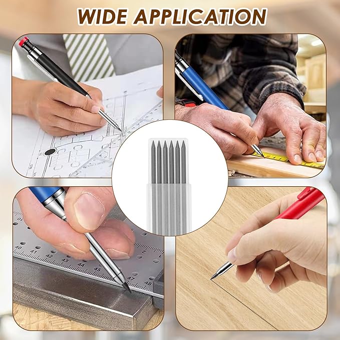 24Pcs 2.8mm Carpenter Pencil Refill Long Lasting HB Refill for Construction Pencils Replacements Carpenter Marker Graphite Woodworking Mechanical Pencil Leads(Black)