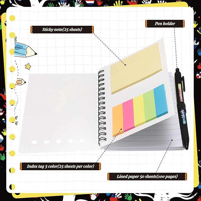 20 Sets Hispanic Heritage Month Gift Hispanic Notebooks with Ballpoint Pens and Sticky Notepad Index Tabs Latin American Spanish Journals Pens Gift for Classroom Teacher Rewards Supplies