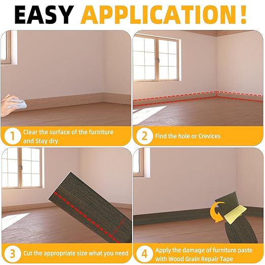 GSCIT Club Brown Walnut Wallpaper, 24 inch X 15ft Self Adhesive Wood Grain Repair Tape Patch for Tables, Chairs, Baseboards, Doors, Windows, Floors, Handicraft DIY.