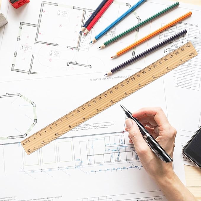 144 Packs Wooden Rulers, 12 Inch Double Sided Wood School Ruler for Home, Student, Office Use, 2 Scale,by,GNIEMCKIN