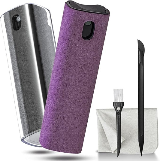 2Pcs Laptop Screen Monitor Cleaner Spray, walrfid Portable Phone Touchscreen and Car Screen Cleaning Kit for Cell Phones, Tablet, PC, Computer, iPhone, iPad, MacBook Pro - Grey and Purple