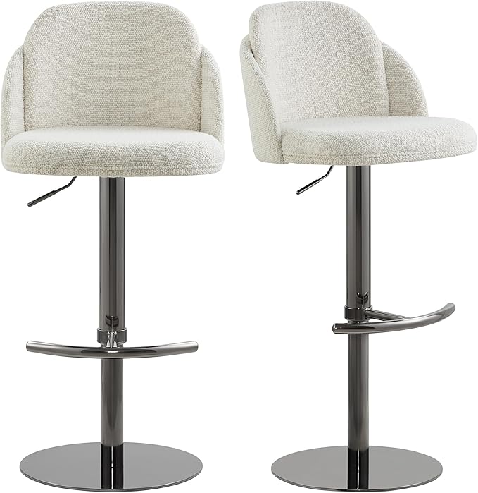 CHITA Adjustable Bar Stools Set of 2, Swivel Counter Height Stools with Stainless Steel Base for Bar, Kitchen Island, Dining Room, Sleek Black