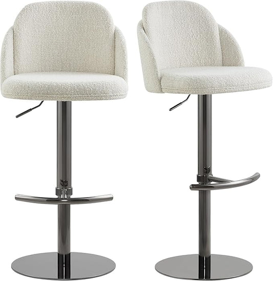 CHITA Adjustable Bar Stools Set of 2, Swivel Counter Height Stools with Stainless Steel Base for Bar, Kitchen Island, Dining Room, Sleek Black