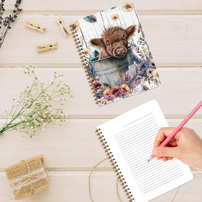 2Pcs Spiral Notebook, Cow College Ruled Spiral Notebook, Cow Print Stuff 160 Pages Hardcover Notebooks Journals for Writing Travel Business Office, Funny Aesthetic Notebooks for Women