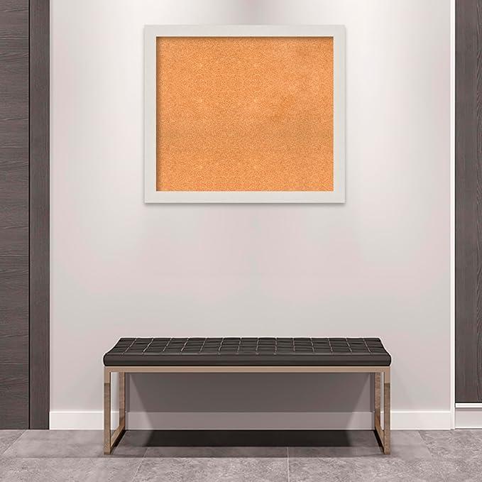 Amanti Art Natural Cork Board for Wall, 31x35 Vision Board with White Frame, Large Corkboard Office Decor for Home Organization, Country Rustic Corkboard Pinboard to Display Items for Home