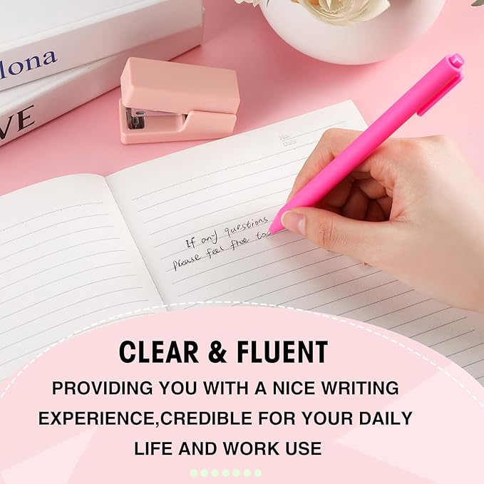 Fulmoon 50 Pcs Ballpoint Pens Bulk Retractable Comfortable Writing Pens Cute Back to School Supplies in Medium Point 1.0 mm for Teacher Student Bridal Shower Baby Shower (Rose Red)