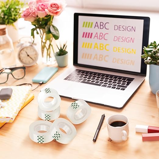 12 Rolls Clear Tape, Transparent Tape Refills, Gift Wrap Tape 3/4 * 1000 inch for Gift Wrapping for Office, Home, School