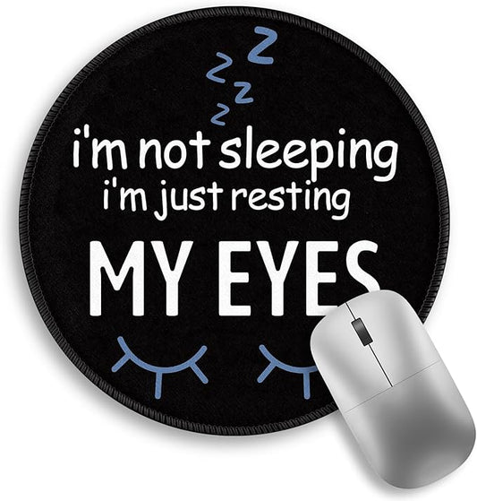 Funny Eyes Mouse Pad, Black Small Round Mousepads for Desk, Mini Travel Mouse Mat for Wireless Computer Laptop, Office Desk Accessories, 8.6 x 8.6 inch