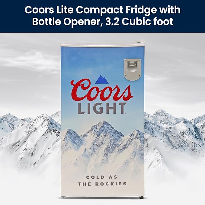 Coors Light Refrigerator - Mini Fridge For Kitchen, Bedroom, Office, Dorms, Cuarto, Cool Storage For Wine, Drink, Beverages, Compact Free Standing, Neveras Pequeñpara, 3.2 Cubic Feet Capacity, White