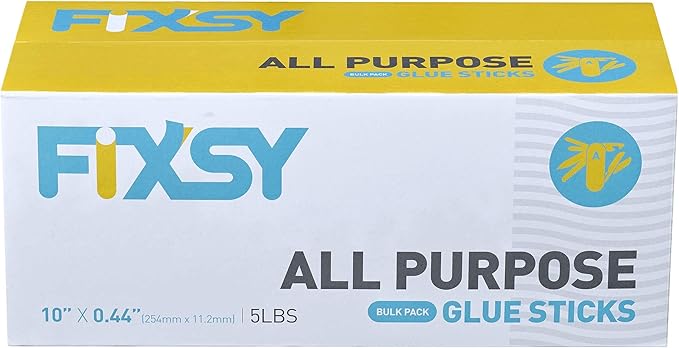 FIXSY Hot Glue Gun Sticks All Purpose, Multi Temp, Full Size 10" Long x .44" Diameter 7/16 11mm, 5LB Box Glue Stick, Approx. 90 Sticks- Compatible with Most Glue Guns
