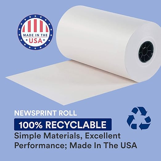 BOX USA Packing Paper Roll 1440'L x 18"W - 1,000 Sheets 17” Long Equivalent - Large White Newsprint for Shipping, Packaging, Storage and Moving Supplies