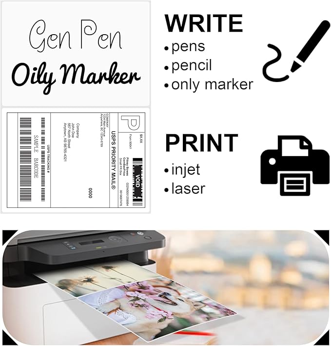8.5" x 5.5" Half Page Self Adhesive Shipping Label, Compatible Laser & Inkjet Printers, White, 2 Labels Per Sheet(250 Sheet Total 500 Labels)