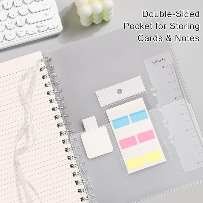 EMSHOI Lined Spiral Journal Notebook, B5 College Ruled Notebook, 300 Pages/150 Sheets, 100gsm Acid-Free Paper, Waterproof Softcover Notebook for School, Work, Note Taking, 7.48" × 10.15" - Transparent