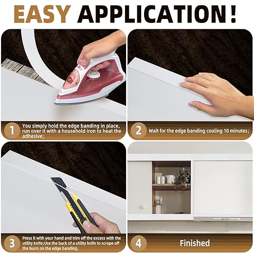 GSCIT Club White Edge Banding, 2 inch x 50ft Melamine Edge Banding with Hot Melt Adhesive Preglued Cabinet Edge Banding Flexible White Veneer Edging