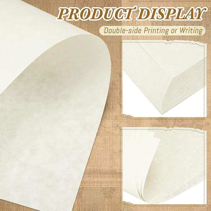 Epakh 200 Sheets Old Age Parchment Paper 8.5 x 11 Inch Standard Letter Vintage Colored Old Parchment Semblance Double Side Printing Paper(Lvory)