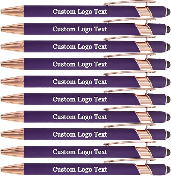 Custom Engraved Ballpoint Pens Bulk, Personalized with Name/Logo, Black or Blue Ink, Smooth Writing for Office, School, Business, Church, Reunion Purple 10 Pcs