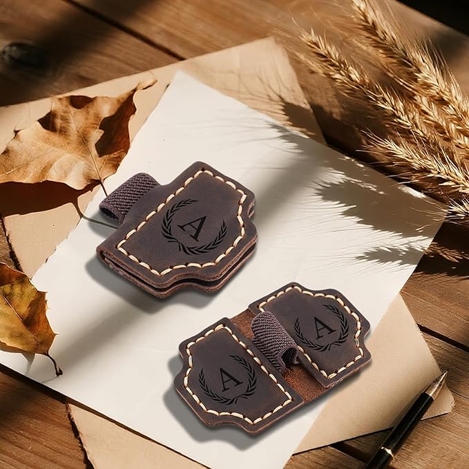 Artlaza Personalized Magnetic Leather Bookmark with Pen Holder - 26 Letters Custom Book Mark with Name Initial Engraved Book Marker for Readers, Book Lovers, Travelers - Gift for Women & Men(Brown，S