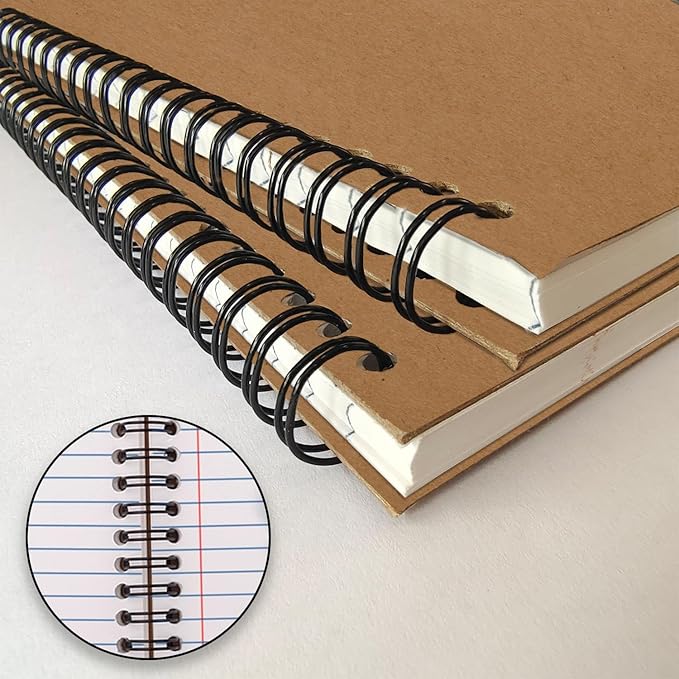 6 Pack Lined Journal Spiral Notebook College Ruled, 5.8 x 8.3, 120 Pages (60 Sheets), 100 GSM Thick Paper Notebooks, Daily Writing Journals for Men and Women, Work, Office & School Supplies