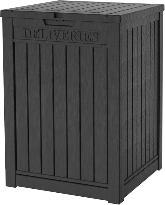55 Gallon Outdoor Storage Box Waterproof Lockable Resin Deck Box Large, Patio Storage Bin for Pool Accessories Cushion Furniture, Garden Tools, UV-Resistant Outside Delivery Black