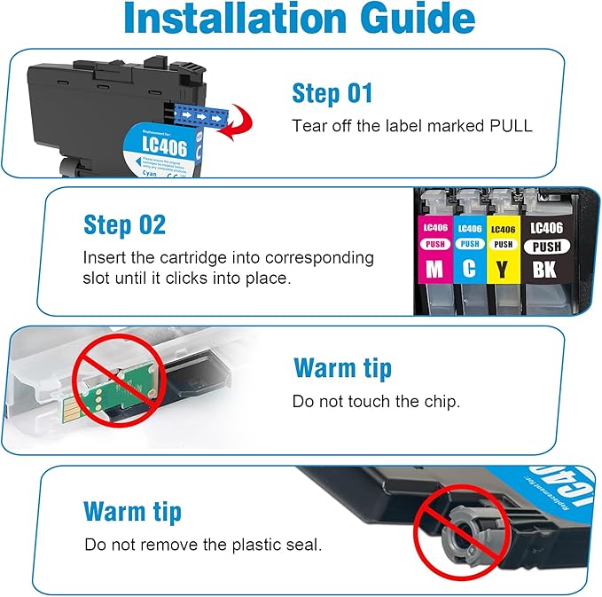 F FINDERS&CO LC406 Ink Cartridges LC 406 Ink Work with MFC-J4335DW J4345DW MFC-J4535DW MFC-J5855DW J5955DW J6555DW MFC-J6955DW Printer (4Pack)