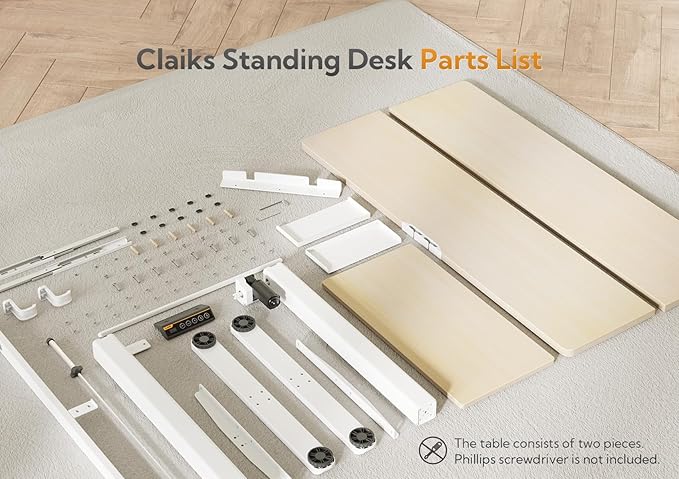 Claiks Standing Desk with Keyboard Tray, Electric Standing Desk Adjustable Height, 55x24 Inches Sit Stand up Desks with Splice Board, Raising Desks for Home Office, Natural