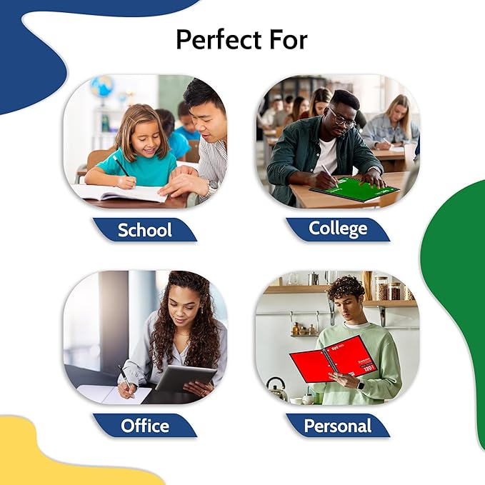 EPI Spiral Notebook | 3 Subject - Wide Ruled - 120 Sheets, Durable Spiral Binding | 10.5 x 8 in | Classroom Supplies | School, Office, Note Taking, Journaling - 36 Pack