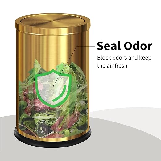 Brushed Gold Bathroom Trash Can with Swing Lid 4.7Gallon,Stainess Steel Garbage Can Trash Bin Wastebaskets for Kitchen,Office,Bedroom (Gold, 4.7 Gallon)