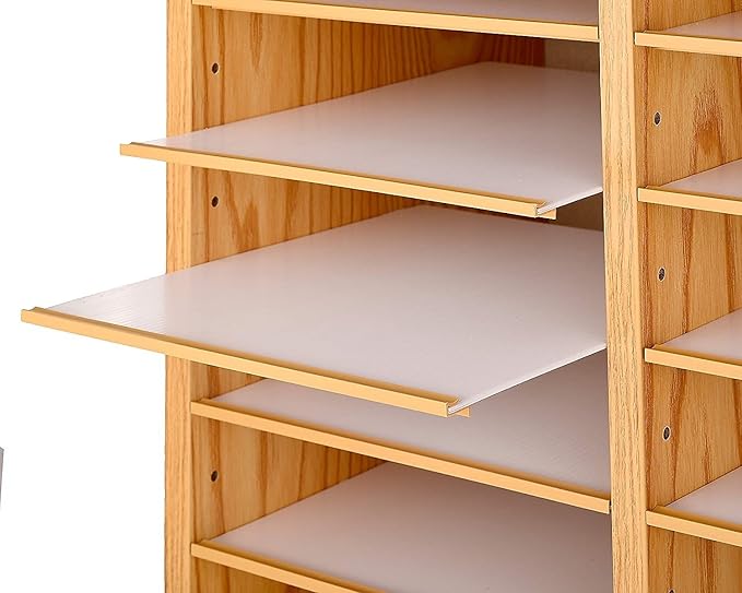 AdirOffice Wooden Adjustable Literature Organizer, 12 Compartment Office Mailbox, or Classroom Literature Organizer, Medium Oak